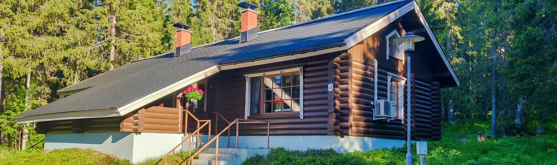 Mökit sijaitsevat järven rannalla